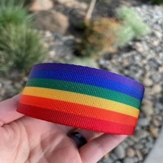 Rainbow Stripe 1.5&rdquo; Seatbelt Webbing (by the yard) {1}