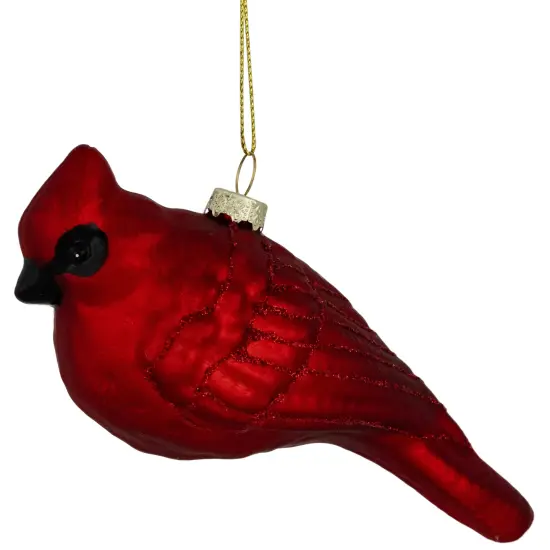 Northlight Glittered Cardinal Hanging Glass Christmas Ornament - 5.5" - Dark Red {4}