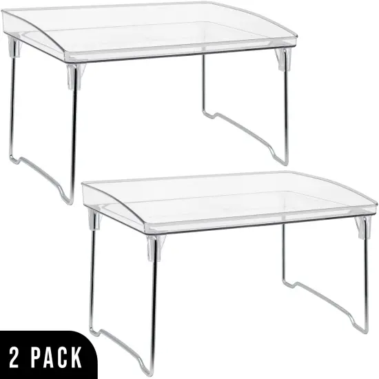 Sorbus Stackable Shelves for Cabinets & Countertop - Storage Shelf Organizer Stand Racks- Foldable Shelves for Undersink, Kitchen Cabinets, Pantry, Countertops, Clear Plastic/Metal {4}