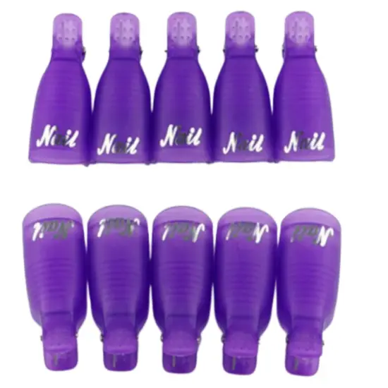 Kitcheniva Silicone UV Gel Polish Remover Wrap Soak Off Cap Clip Nail Art Tool Purple-10 pcs {1}