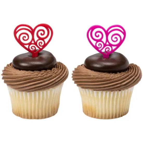 Scroll Heart DecoPics&reg; Cupcake Decoration, 12ct {3}