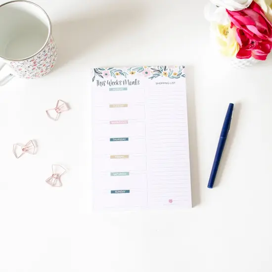 bloom daily planners Planning Pad, 6" x 9", Meal Planning Pad with Magnets, Garden Blooms {3}