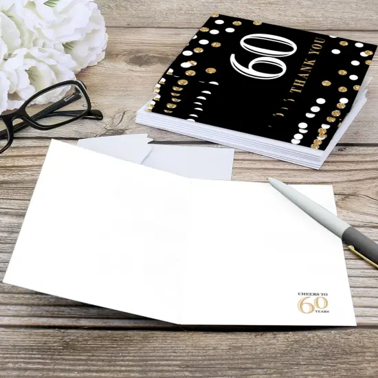 Big Dot of Happiness Adult 60th Birthday - Gold - Birthday Party Thank You Cards (8 count) {6}