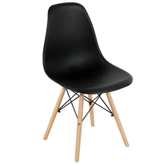 Set of 4 Modern DSW Dining Side Chair Wood Legs Black {4}