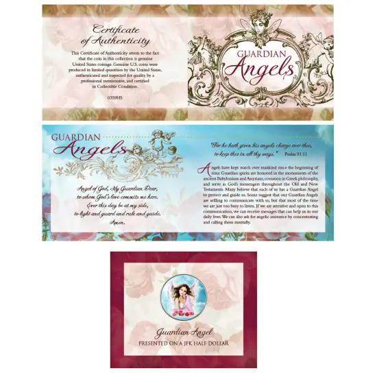 Guardian Angel Colorized JFK Half Dollar Coin Pocket Token {2}