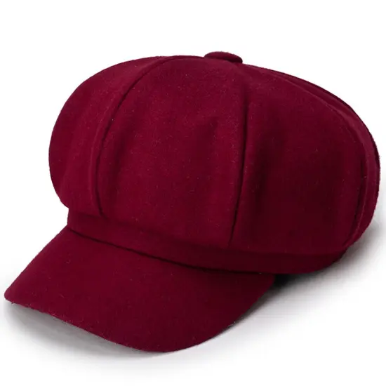 Kitcheniva Cabbie Peaked Beret Cap Burgundy {1}