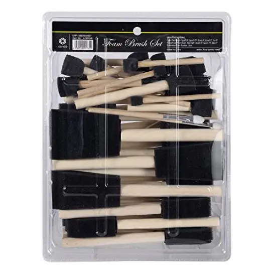 50 Pack 0.5"-2" Different Size Assorted Foam Brush Set Wood Handle Paint Brush Set- Lightweight, Durable, Great for Acrylics, Stains, Varnishes, Crafts {2}