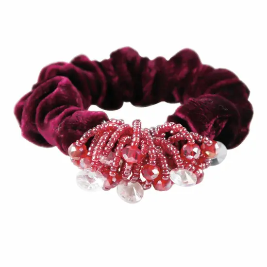 Kitcheniva Fashion Scrunchies Elastic Hair Bands With Beads Red {1}