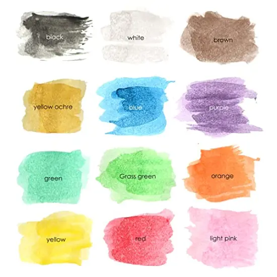 2 Pack Watercolor Paint Set 12 Vivid Colors Includes Watercolour Mixing Palette and 1 Brushe, Perfect For Artists, Beginner Painters, Kids and Adult Painting {3}