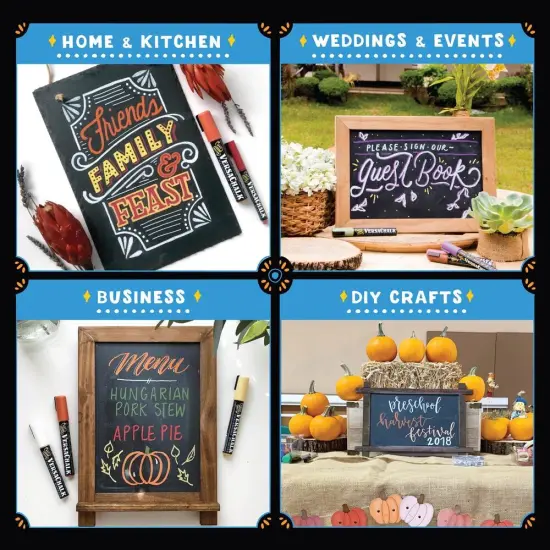 VersaChalk Classic Liquid Chalk Markers for Chalkboards, Set of 10 - 3mm Fine Tip {6}