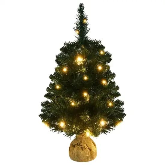 2ft Green Artificial Christmas Tree with Stand and LEDs {1}