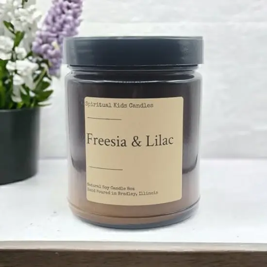 Freesia & Lilac Soy Candle 8oz Hand Poured with All Natural Soy Wax and Fragrant/ Essential Oils! | Floral Candle | Birthday Gift | Christmas Gift {2}