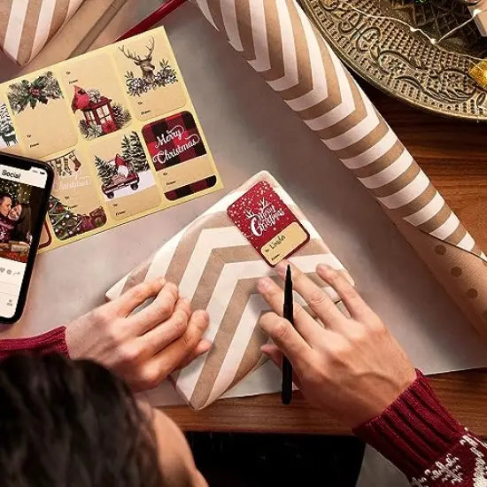 DreamBuilt 120pcs Christmas Gift Tags Stickers Self Adhesive - 2"x3" Christmas Name Tags for Gifts Festival - to from Gift Tag Stickers for Presents {4}