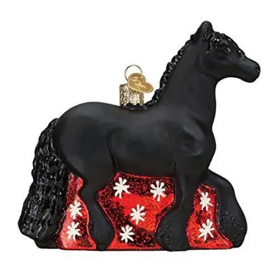 Friesian Horse Glass Ornament with Free Box {1}