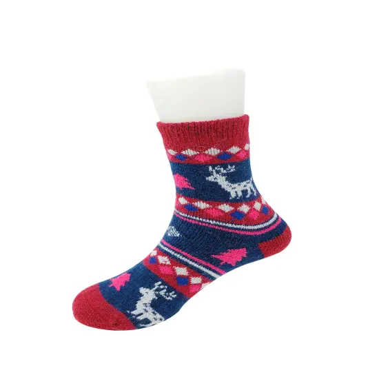 Wrapables Children's Thick Winter Warm Wool Socks (Set of 6), Christmas Reindeer / Medium {6}