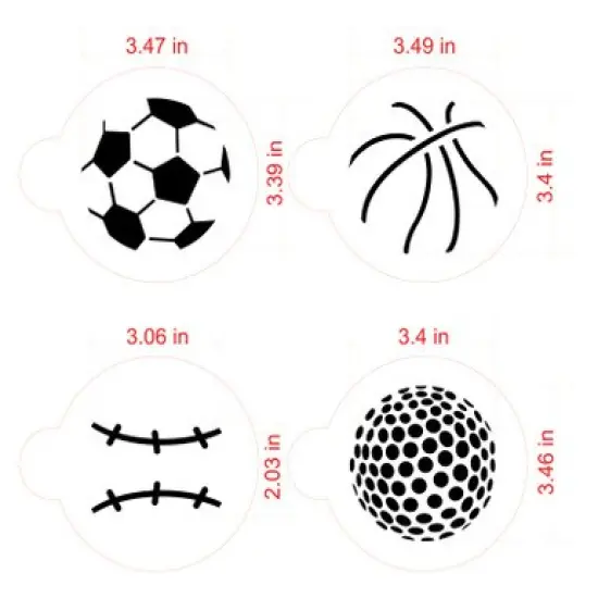 Large Sports Ball Cookie Stencils: Basketball, Golf, Soccer, Baseball | C218 by Designer Stencils | {5}