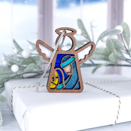 3.5" (H) Christmas Nativity Joseph Ornament - Handcrafted in Texas - Mother's Angels&reg; Christmas Angel Wings Figurine {2}