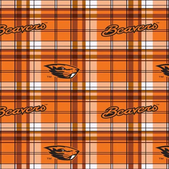 Sykel Enterprises-Oregon State University Fleece Fabric-Oregon State Beavers Plaid Fleece Blanket Fabric-Sold by the yard {1}