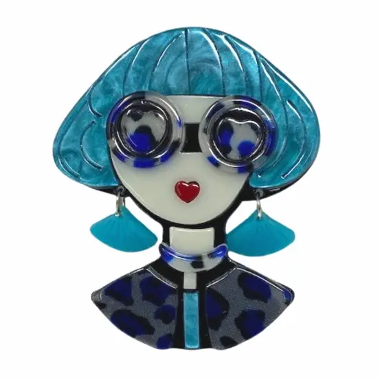 Wrapables Acrylic Fashion Brooch Pin for Sweaters, Coats, Scarves, and Bags, Quirky Blue {1}