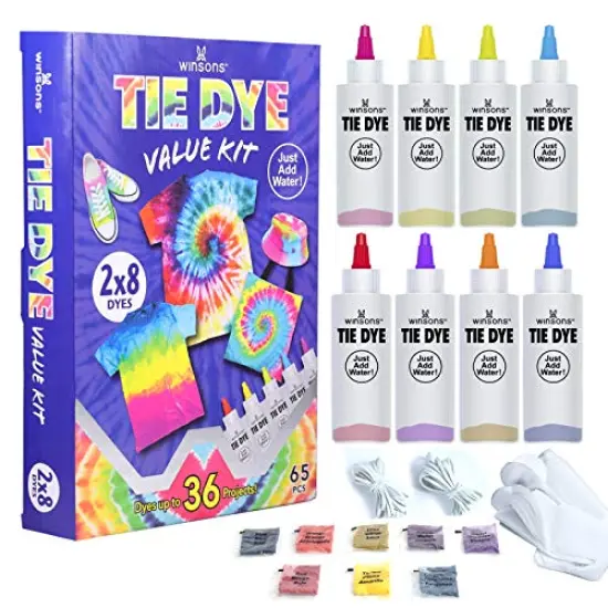Tie Dye Kit, 8 Colors Non Toxic Permanent Fabric Dye Art Set for Kids Women for Homemade Party Creative Group Activities DIY Gift {2}