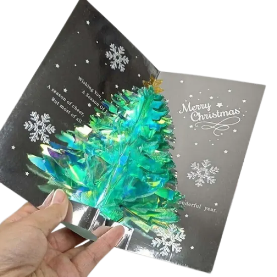 Kitcheniva Christmas Tree 3D Pop Up Card Sparkling Greeting Card Gifts Red {2}
