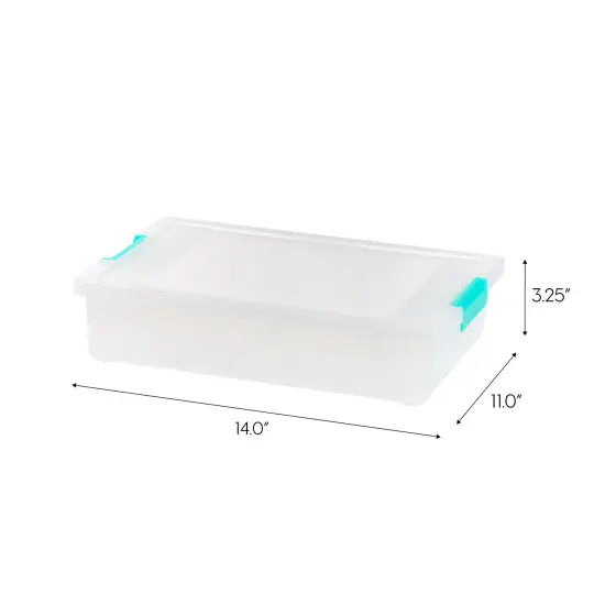 IRIS USA 4Pack 5.5qt Large Clear Plastic Storage Container Clip Box with Latching Lids, Blue {6}