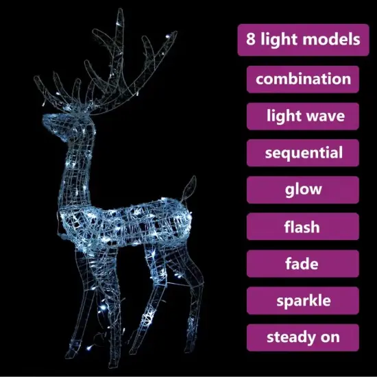 4 ft Cold White Acrylic Reindeer Christmas Decoration with 140 LEDs {3}