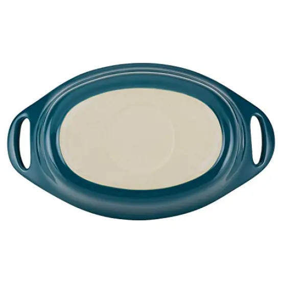 2 Piece Solid Glaze Ceramics Au Gratin Bakeware / Baker Set, Oval , Teal {3}