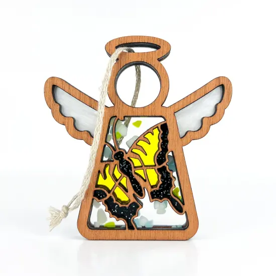 3.5" (H) Swallowtail Butterfly Ornament - Handcrafted in Texas - Mother's Angels&reg; Christmas Angel Wings Figurine {1}