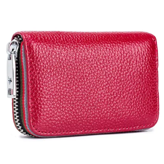 Kitcheniva Unisex Leather Zipper Wallet Red {1}