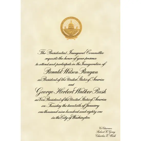 Official Ronald Reagan First Presidential Inauguration Invitation and Presidential Dollar {3}