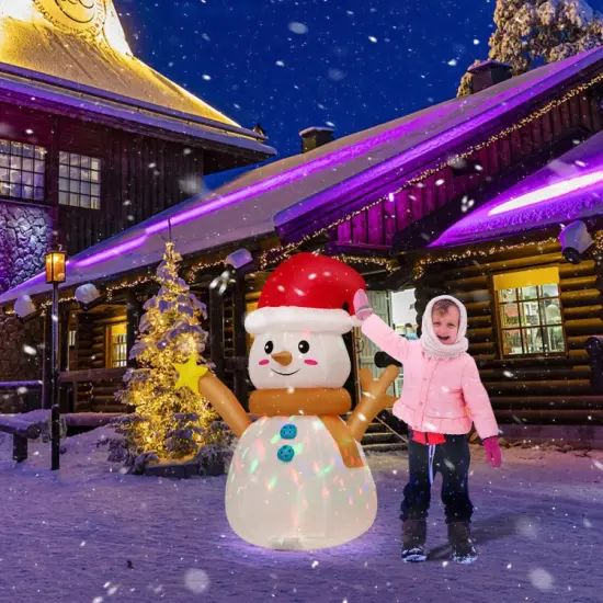 4 Feet Inflatable Christmas Snowman with 360&deg; Rotating Colorful LED Light {4}