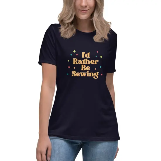 Retro Rather Be Sewing Women's Relaxed T-Shirt {2}