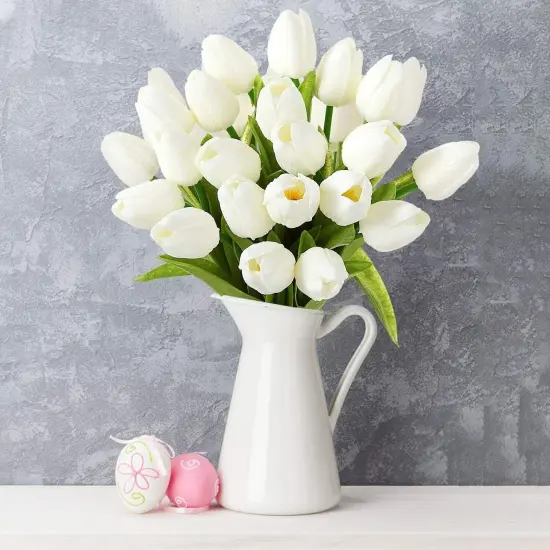Kitcheniva Artificial Tulips Real Touch Home Decor 10 Pcs White {2}