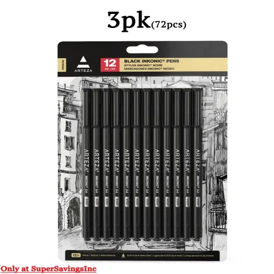 12-Pack Black Inkonic Fineliner Pens for Sketching and Art Notes {1}