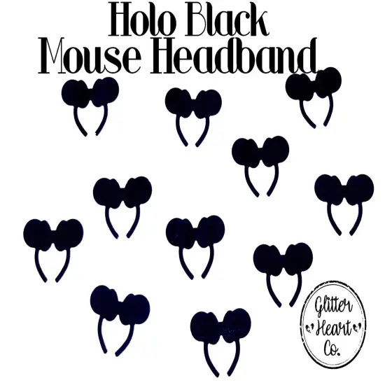Polyester Glitter - Black Mouse Headband - by Glitter Heart Co.&trade; {2}