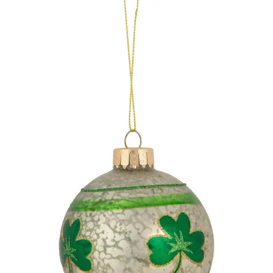 Northlight Irish Shamrock Mercury Glass Christmas Ornament - 3" - Green {5}