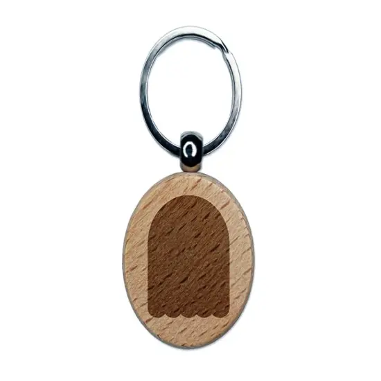 Ghost Solid Halloween Engraved Wood Round Keychain Tag Charm {1}