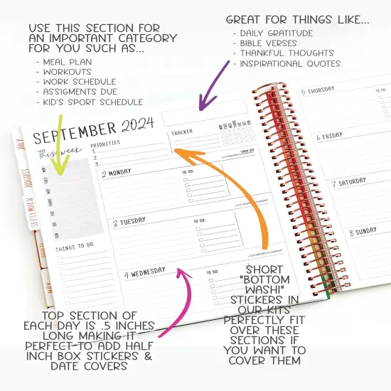 2025 Planner - Horizontal Layout, Spiral Bound - "Golden Leaves" (#107) {5}