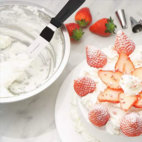 Angled Icing Spatula, Stainless Steel Offset Spatula, Cake Spatula Set of 2 Black 6, 8 inch Blade {6}