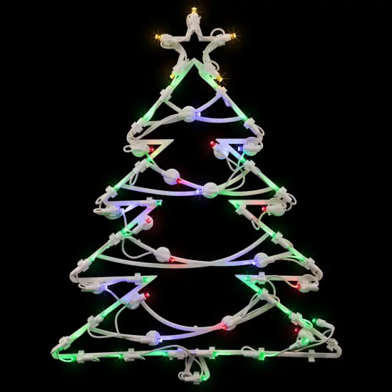 Northlight LED Lighted Christmas Tree Window Silhouette Decoration - 16" - Multicolor Lights White {1}