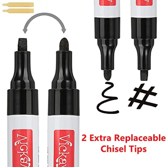 Black Paint Pens for Rock Painting, Stone, Ceramic, Metal, Glass, Wood, Fabric, Canvas, 6 Pack Permanent Oil Based Paint Markers, Medium Tip, 2 Extra Chisel Tips, High Volume Ink, 2X Lifespan {5}