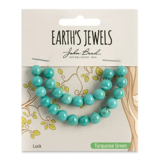 Earth's Jewels Semi-Precious Green Turquoise Natural Round Beads, 8mm {1}