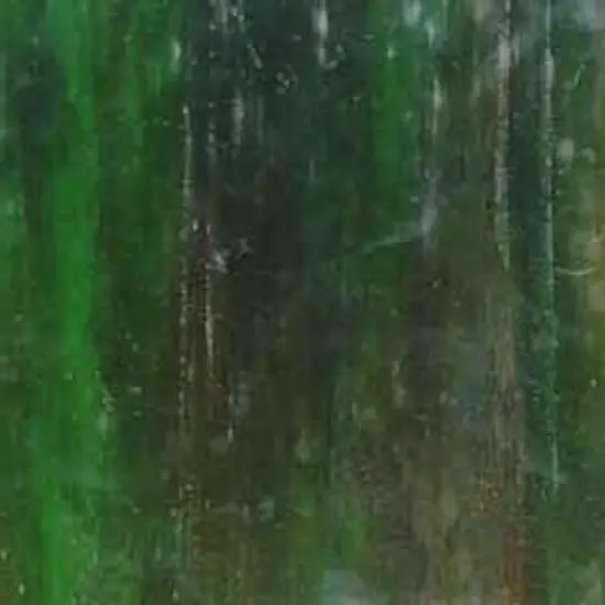 Wissmach Stained Glass Sheet: Green w/Steaks of Amber & White Opal {2}