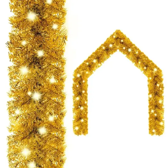 33 ft Gold Christmas Garland with LED Lights {1}