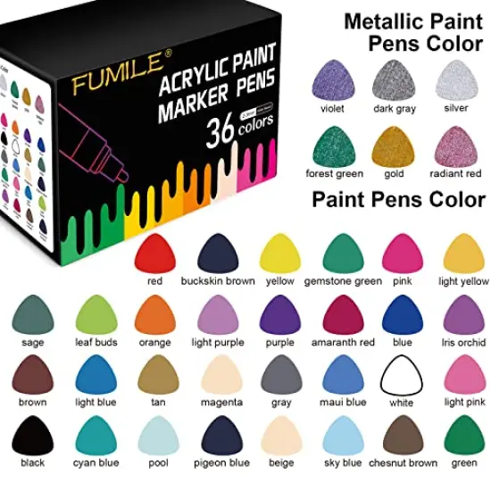 36 Colors Paint Pens Paint Markers, Acrylic Paint Pens for Wood, Rock Painting, Glass, Ceramic, Canvas, Easter Egg and more Paintings, acrylic paint set for Painting Supplies, Craft Supplies. {6}