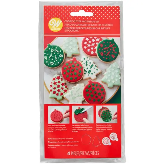 Merry Christmas Cookie Cutter and Stencil Set, 4-Piece Set {1}