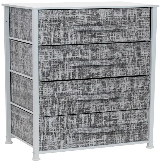 Sorbus Dresser with 4 Drawers - Bedside Furniture & Night Stand End Table Dresser with Steel Frame, Wood Top, Easy Pull Fabric Bins for Home, Bedroom Accessories, Office & Dorm Gray/White {1}
