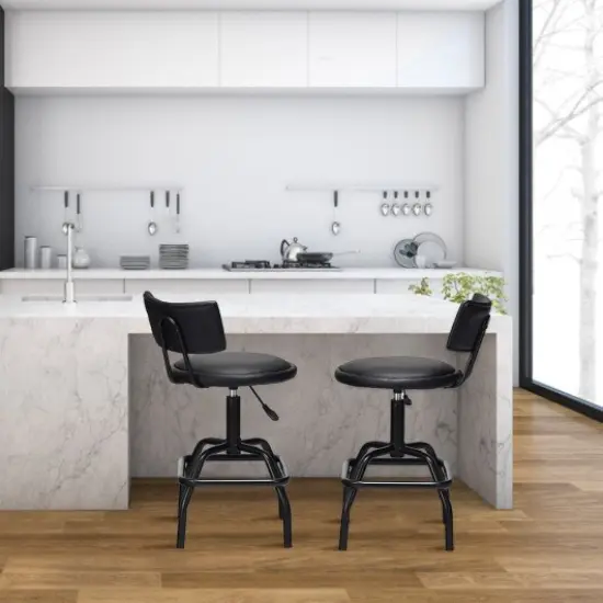 Adjustable Swivel Vintage PU Leather Bar Stool {1}