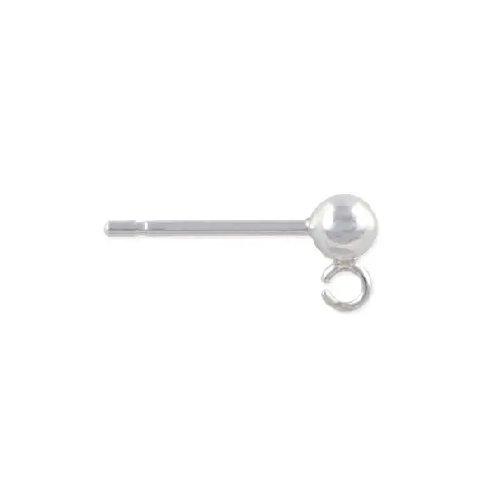 JewelrySupply Sterling Silver 3mm Ball Post Earrings with Open Ring (1 Pair of Sterling Silver Earrings) {3}